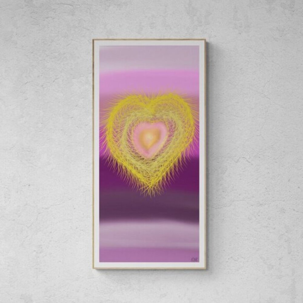 Golden Glowing Heart  Valentines Day  romantic art  love Minimalis